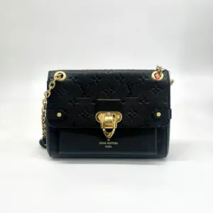 Pre-owned Louis Vuitton Monogram Empreinte Shoulder Bags Vavin Chain Wallet in Black