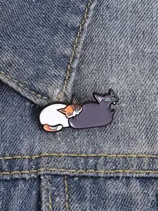 Funny Cat Brooch Set, Humorous Design for Couples & Friends, Perfect Gift for Those Who Love Cats, Unique Accessory for Everyday Wear