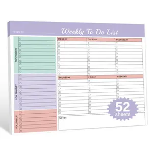 Weekly To Do List Notepad with 52 Undated Tear Off Sheets（8.5"×11") Weekly Desk Planner Pad with Spiral Binding for Women & Man, Work, School and Home Organizer