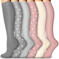 Grey Pink Dots(6 Pairs)