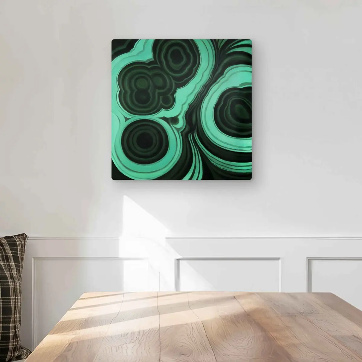 212 MAIN 16x16 in. Aluminium Metal Print Wall Art - Modern Abstract Design with Swirling Greens, Malachite Stone Nature Decor, Decor Accessories for Room Decorations & Decorating My Apartment, Ideal Home Gift