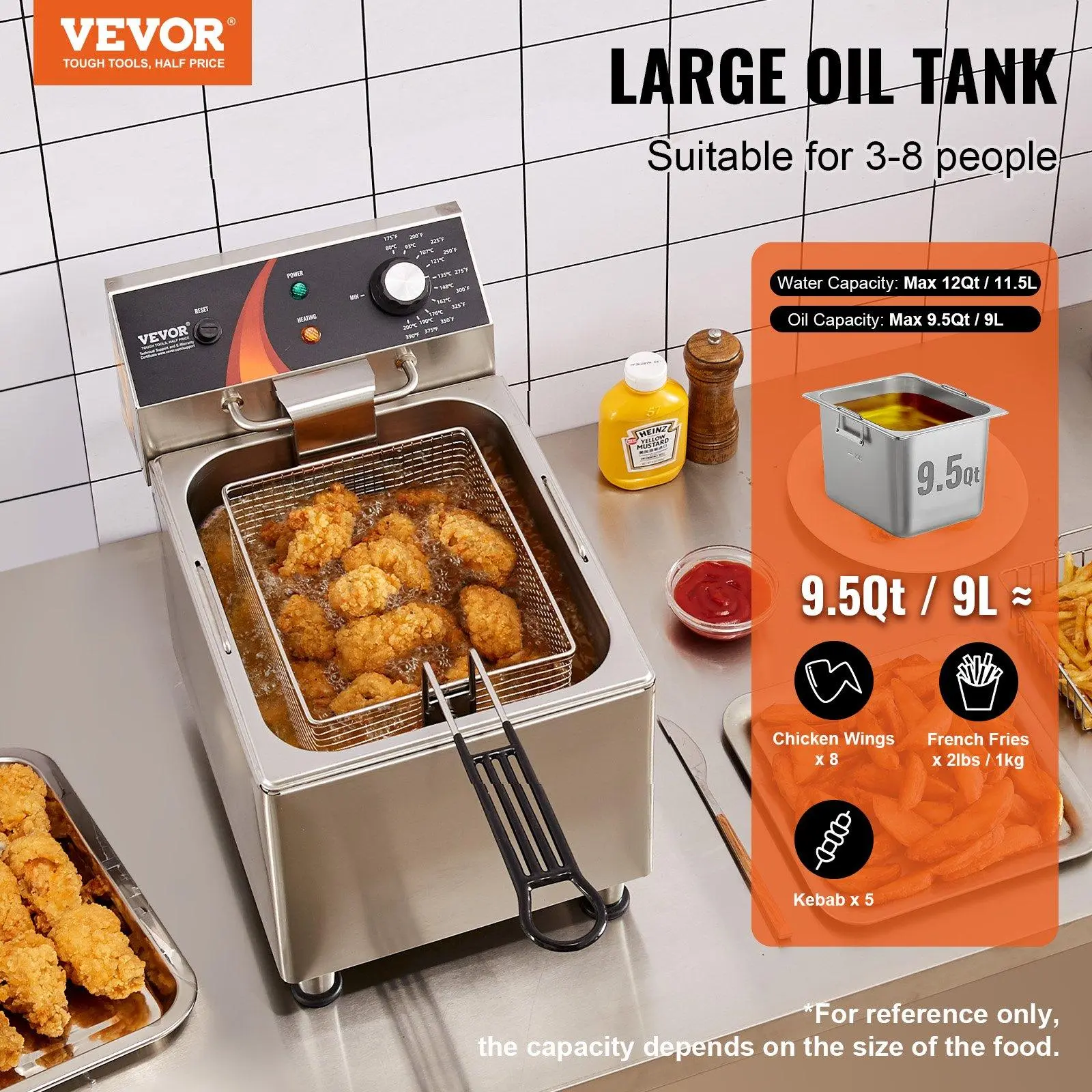 【Summerfinds】VEVOR Commercial Electric Deep Fryer Countertop Deep Fryer 1750W 12Qt / 11.5L, Deep Fryer Pot 【Summerfinds】VEVOR Commercial Electric Deep Fryer Countertop Deep Fryer 1750W 12Qt / 11.5L, Deep Fryer Pot