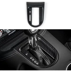 Automatic Gear Car Gear Shift Panel Frame Interior Decals for 2015 2016 2017 2018 2019 2020 2021 2022 2023 Ford Mustang Accessories ABS Carbon Fiber Stickers (Not for GT350 GT500)