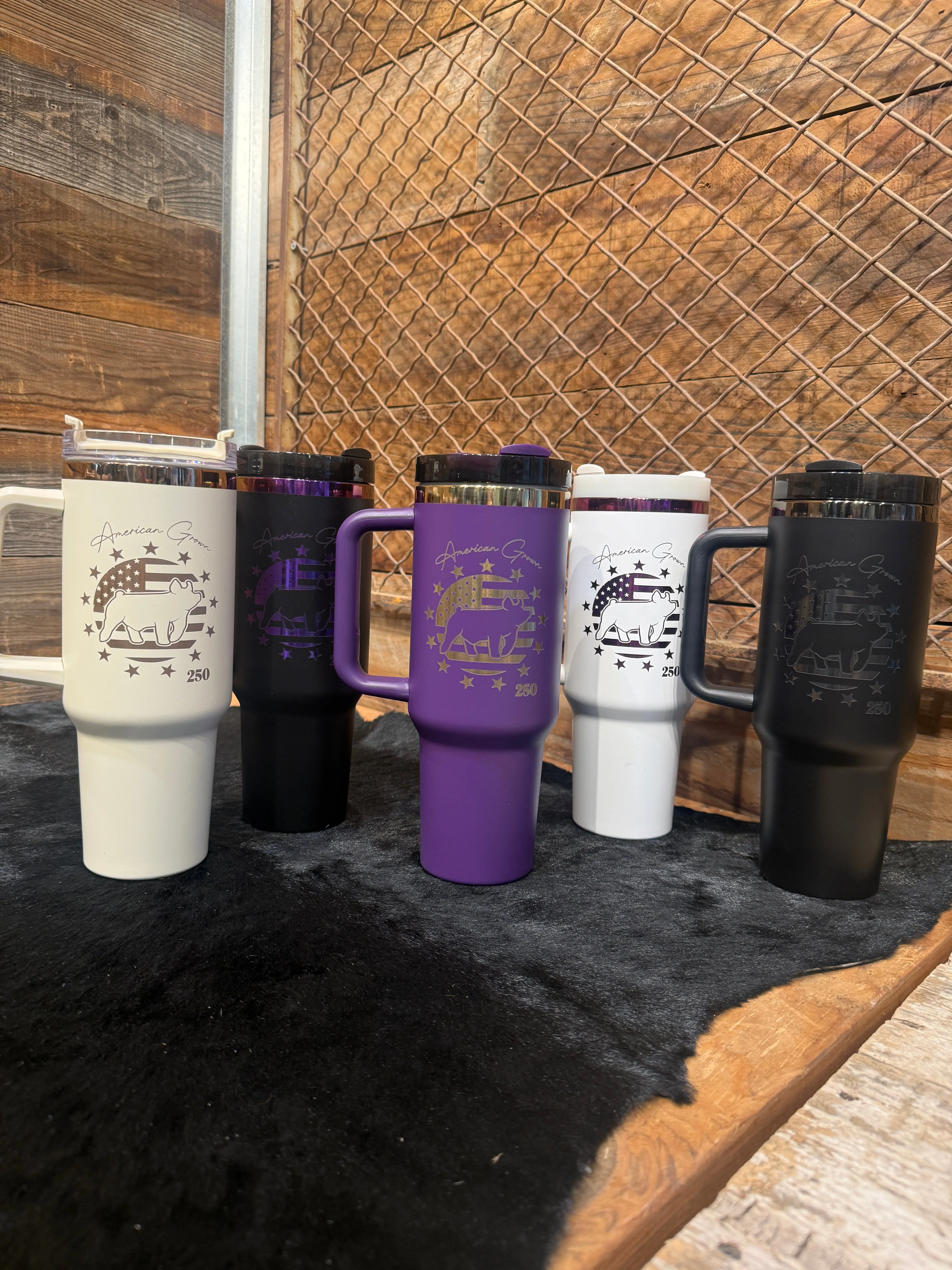 American Grown PIG Swine NEW 2026 Design USA Custom Engraved 40oz 250 TUMBLER Fair LIVESTOCK SHOW