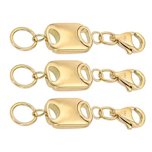 JTV 18k YG Over Stainless Steel Flat Rectangle Magnetic Clasp Set of 3