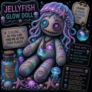 Jelly fish voodoo doll magnet
