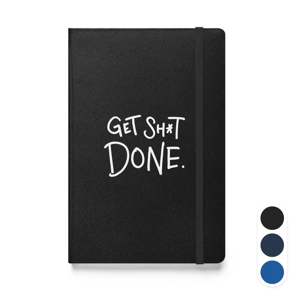 Hardcover Encouragement Journal - Office Stationery Supplies with Protective Cover, Expandable Inner Pocket, Page Marker, Motivational "Get Shit Done" Design for Productivity, Brainstorming, Notes Notebook Needs, Wordsmiths' Journaling Supplies