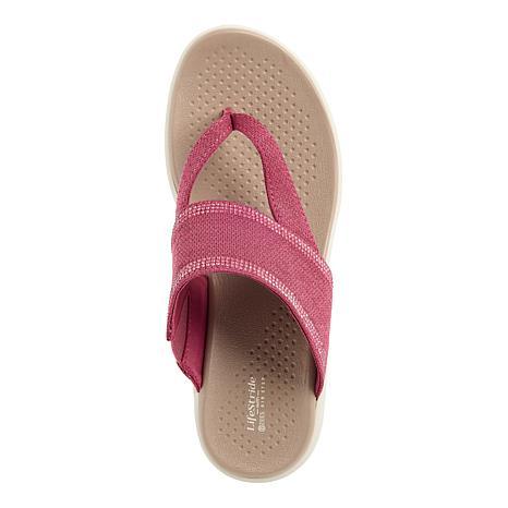 Bzees Canvas Bright Thong Wedge Sandal