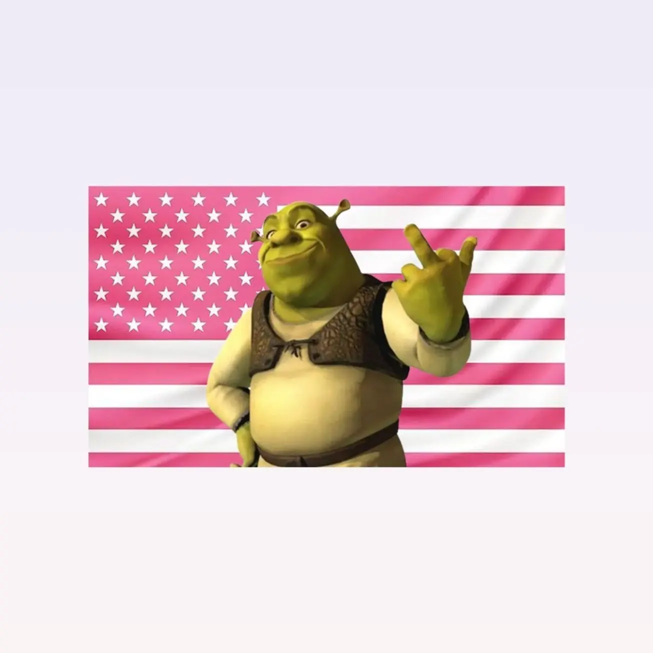 Funny Shrek Pink American Flag Tapestry – Meme Wall Art | Cartoon Fan Decor | Aesthetic Pink Flag | Funny Room Gift
