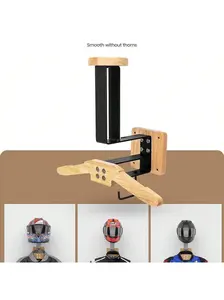 Gaomon 2 Wood-Iron Solid Wood Organizer - Round Wall-Mounted Hanger for Police Equipment, Motorcycle Helmet Storage with Easy Installation