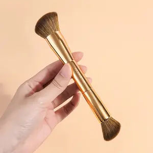Maange Dual-Ended Aluminum Tube Makeup Brush, Foundation Brush, Blush Brush, Ideal for Beginners, Essential Makeup Tool