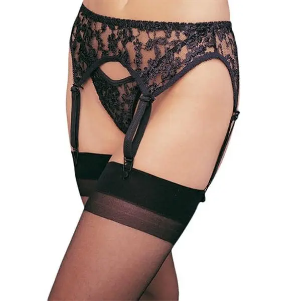 Leg Avenue Floral Lace Garterbelt and Thong Set – Black