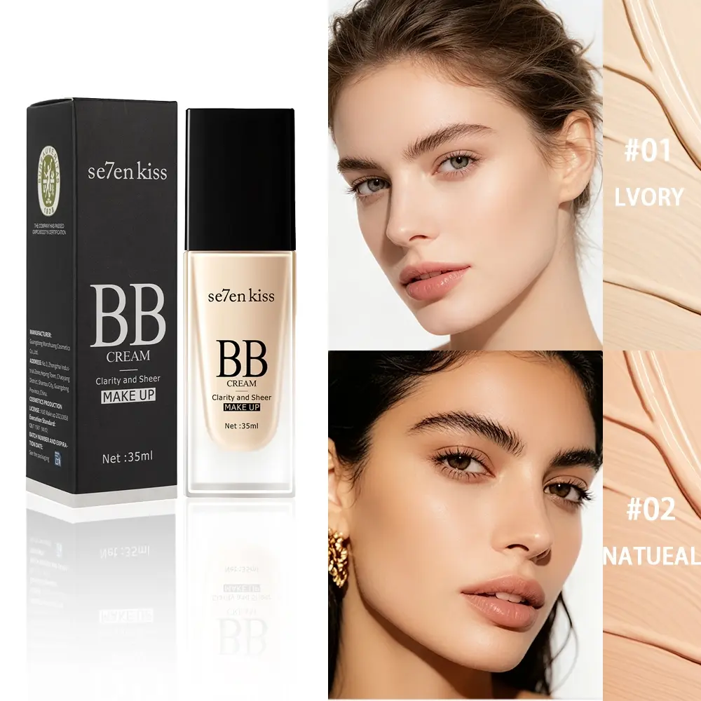 Clarity and Sheer BB Cream, 24HR Long-Lasting Waterproof BB Cream, Lightweight Natural Glow Foundation Makeup, Semi-Matte Medium Coverage for All Skin Types