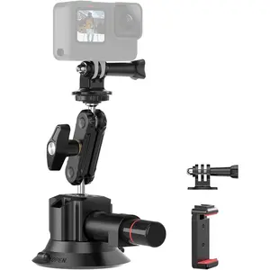 SC-01 Heavy-Duty Suction Cup Mount for Camera/Phone/Accessory (3"), Pump-actived Vacuum Suction Cup Mount, Magic Arm Phone Holder Action Cam Adapter Car Boats Windshield Window Mount