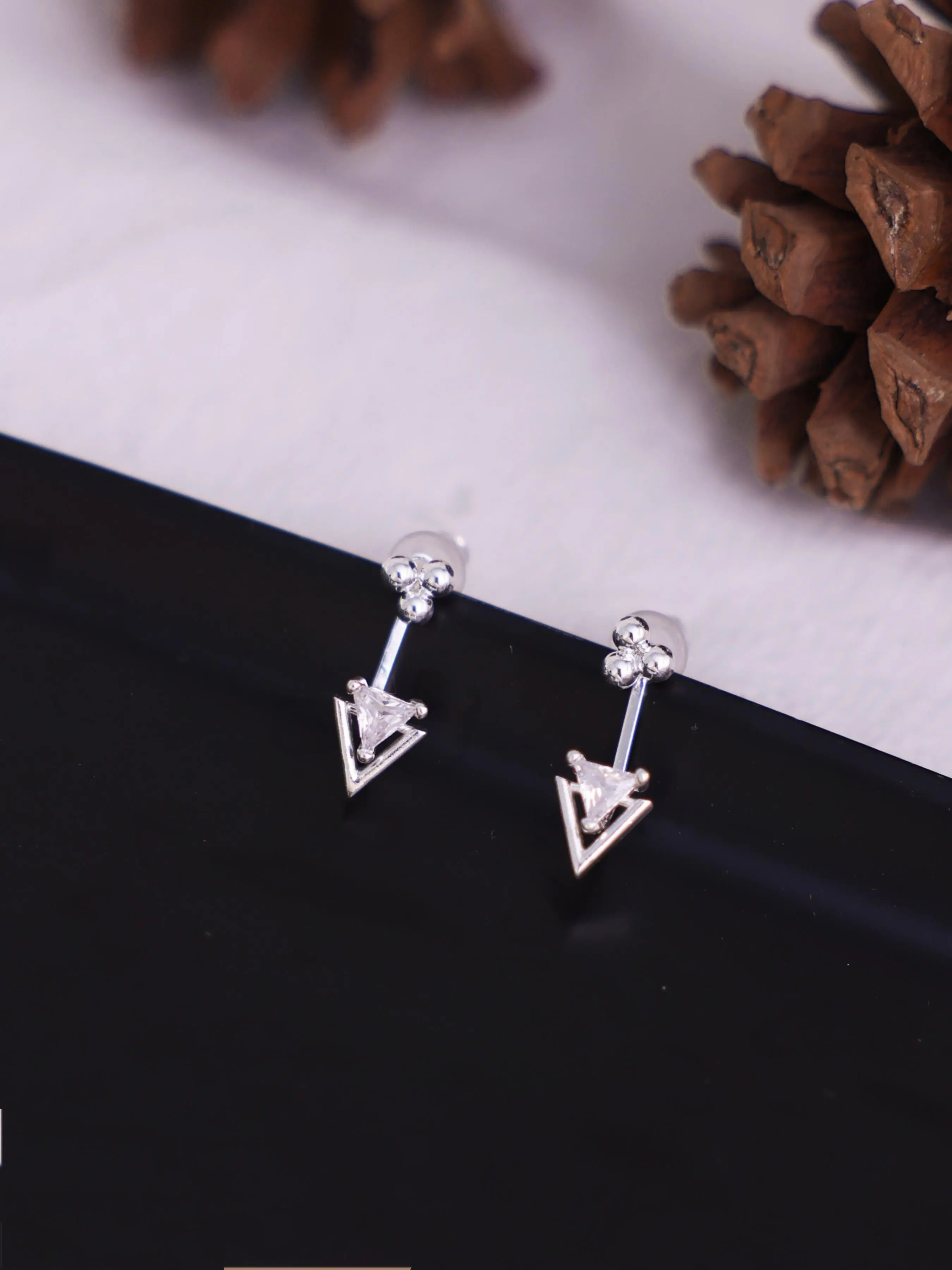 Triangle Shaped Artificial Zircon Inlaid Earrings, Elegant Jewelry for Party, Daily Clothing Decor, Trendy All-match & Exquisite Jewelry for Birthday Gift