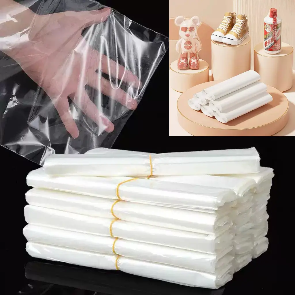 100 Pcs PVC Plastic Shoe Seal Heat Shrink Wrap Bags, 2 Sizes (11.02x17.72in, 15.75x23.62in), Hair Dryer Compatible, Dust-Proof for Sneaker Care, Valentine’s Day Treats