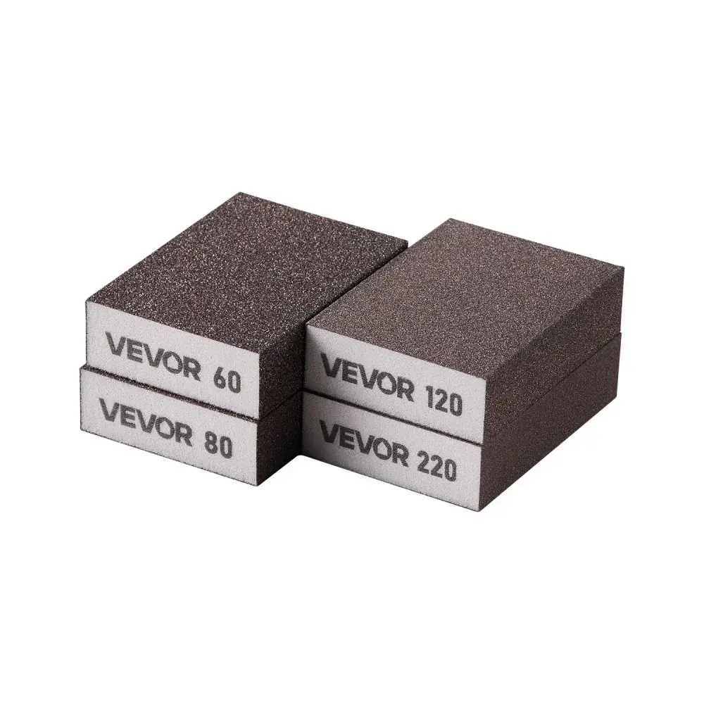 【fathersdaygift】VEVOR Sanding Sponge (4 Pcs) - 60/80/120/220 Grit AssortmentWashable Reusable Sanding Blocks for Dry & Wet UseCoarse to Fine Sandpaper Blocks for Polishing Drywall WoodTools and Gadgets, Multi-Grit Sanding Sponges, Polishing Sanding Sponge