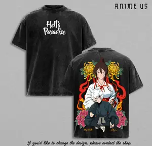 Gabimaru x Sagiri Hell’s Paradise Shirt | Jigokuraku Vintage Washed Anime Tee | Manga Samurai Graphic Oversized Streetwear