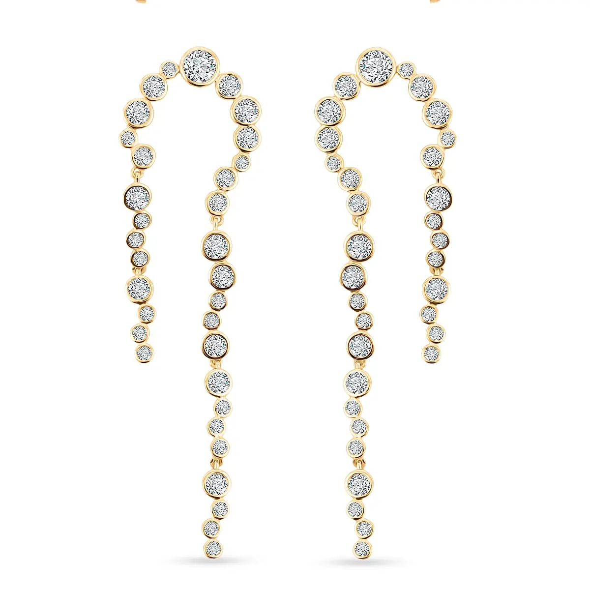 Clarte Galaxy Collection Moissanite (Rnd 4.5mm) Earrings in 14K YG Over Sterling Silver 4.80 ctw