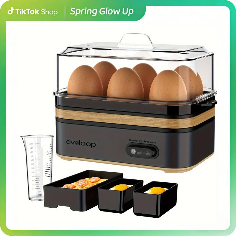 EVOLOOP Rapid Egg Cooker 6 Egg Capacity BPA free Electric Egg Cooker for Hard Boiled Eggs, Poached Eggs, Scrambled Eggs,