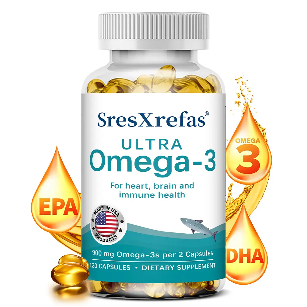 SresXrefas Ultra Omega-3 Fish Oil 900mg - High Strength EPA & DHA for Heart, Brain & Immune Health Support, 120 Capsules