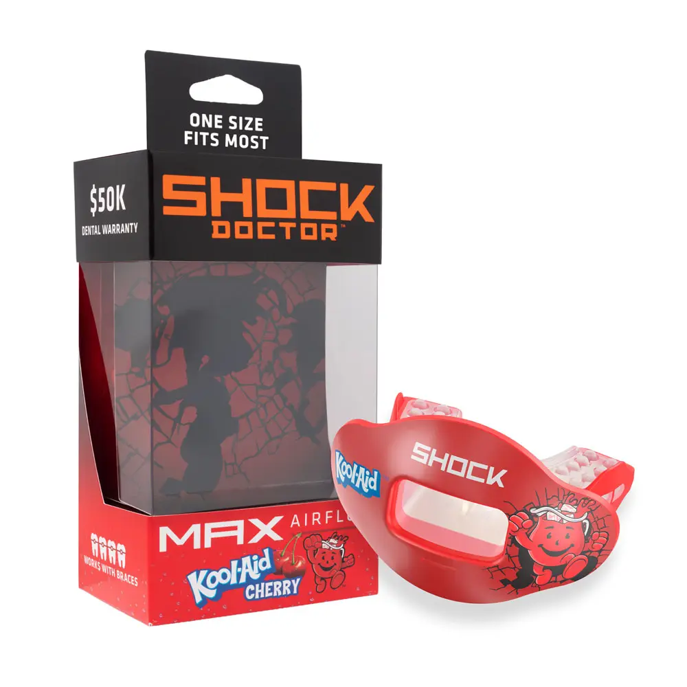 Shock Doctor Kool-Aid Max AirFlow Football Mouthguard - Full Mouth Protection Compatible with Braces, Lip Guard, Instant Fit Mouthguard for Football