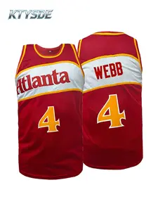 KTYSDE Men's Vintage #4 Webb Atlanta City Basketball Jersey, Embroidered Mesh Sleeveless Fan Shirt, Breathable Workout Tops for Game Day Basketball Events