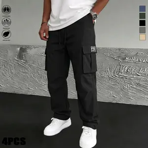 Men’s solid-color tactical work pants with multiple pockets and zipper design; durable outdoor training pants available in various colors—suitable for fishing, outdoor activities, work, hiking, and camping; ideal for spring and autumn wear.