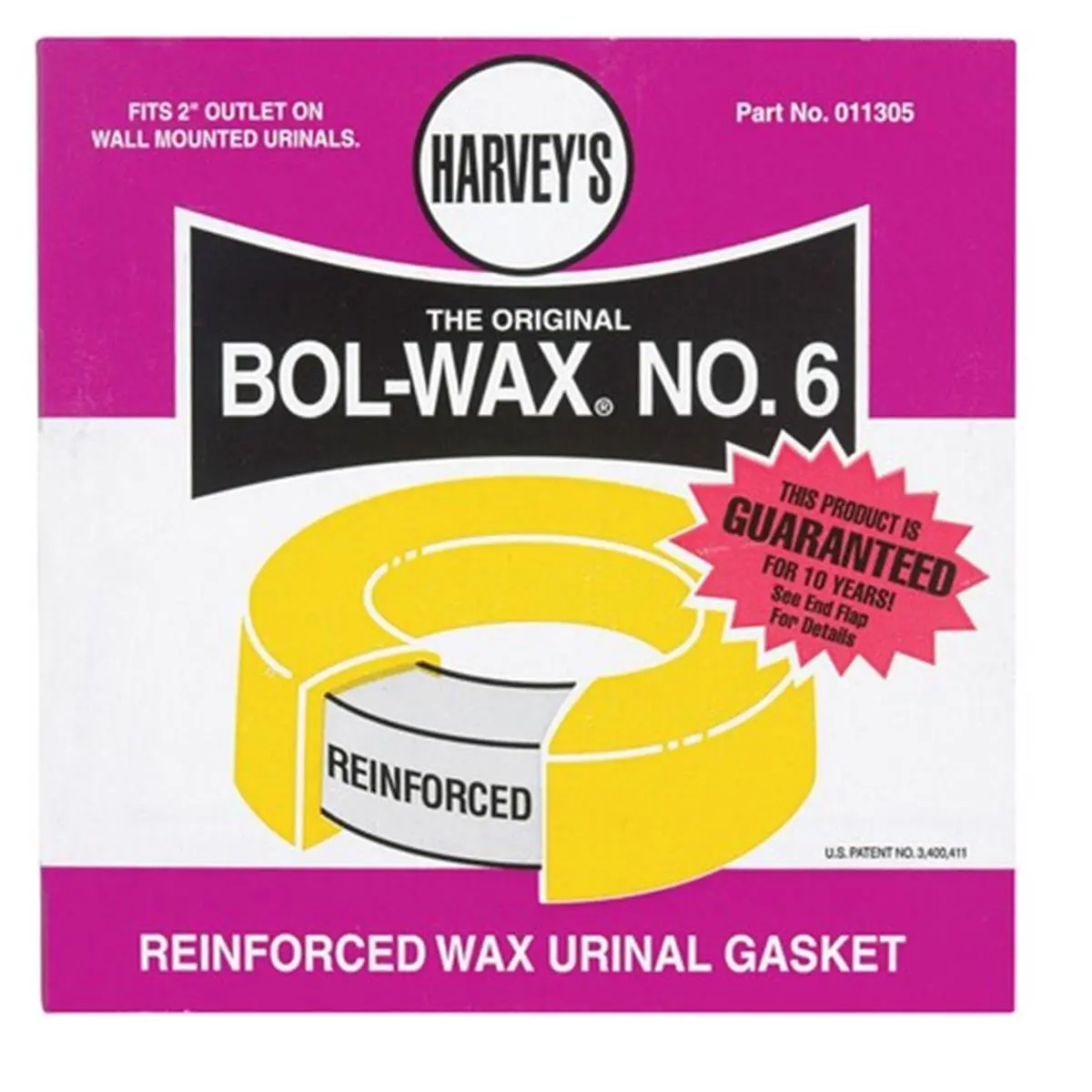212 MAIN Harveys 011305 Bol-Wax No. 6 Reinforced Wax Urinal Gasket, Durable Home Improvement Plumbing Component, Seals Outlet, Fits 2", Up to 20 Times Stronger Bathroom Fixture Accessory, Bathroom Fixtures, Plumbing Accessories