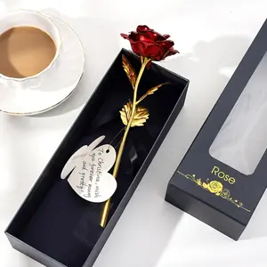 PrimPick  Window-opening gift box of roses, single rose in a box, with greeting card, gold foil roses, Valentine's Day gold foil roses, artificial roses, Valentine's Day gifts, handmade roses for gifts, New Year gifts, gifts for girlfriends