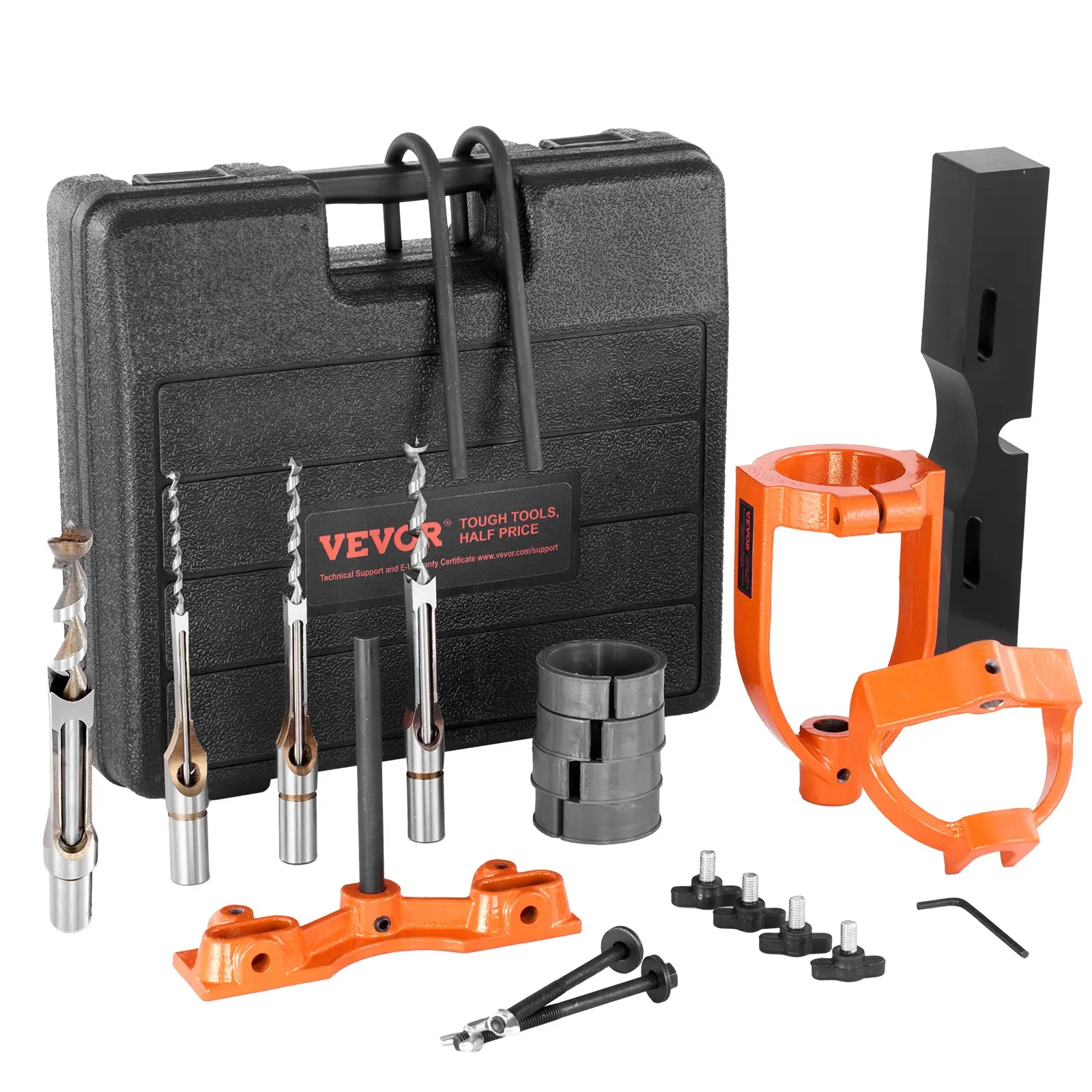 VEVOR Mortising Attachment for Drill Press, 4 Model Drills Square Hole Chisel Set, Bench Drill Locator Set Mortise and Tenon Tools with 5 Bushings