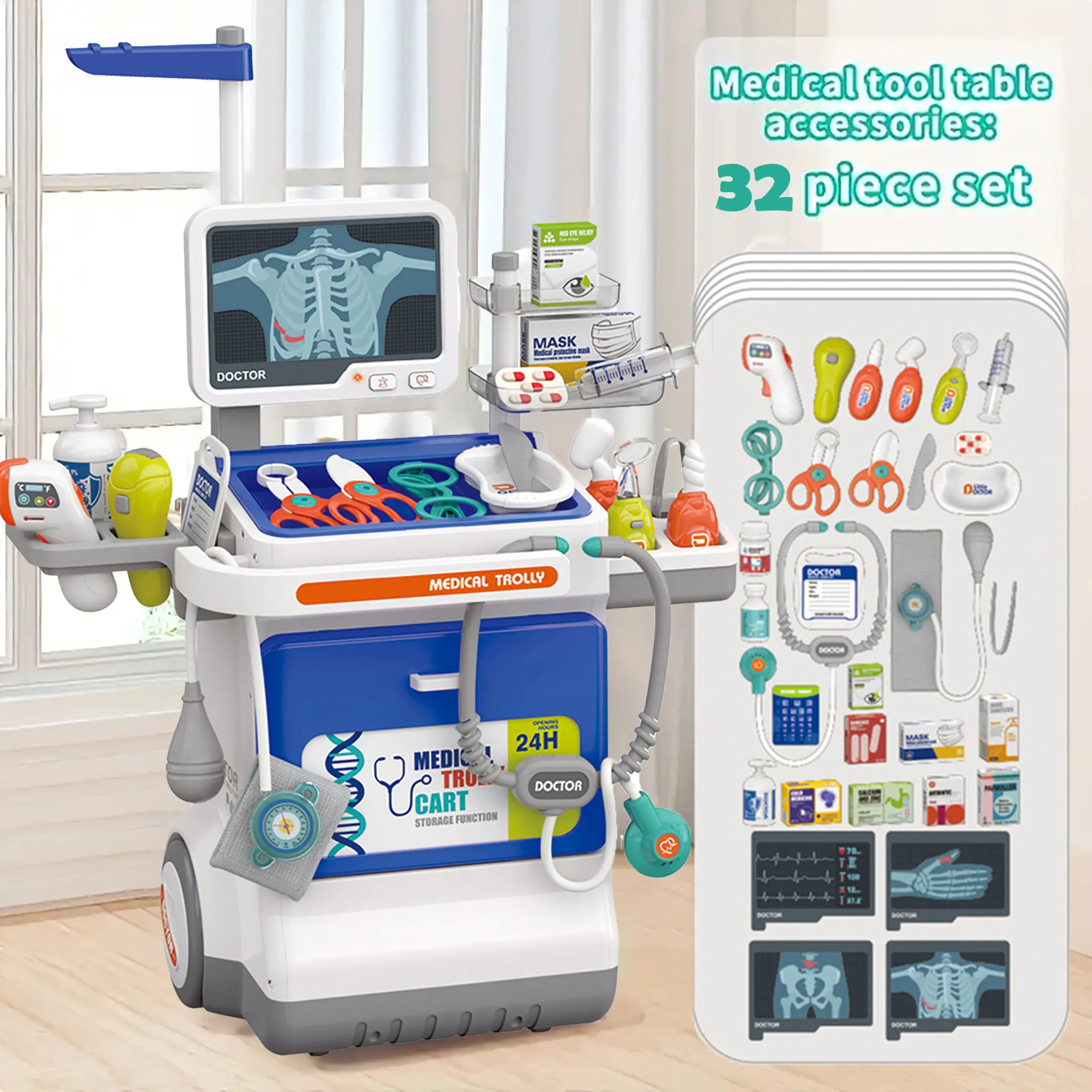 Brand new realistic doctor toy set, including stethoscope, thermometer ...