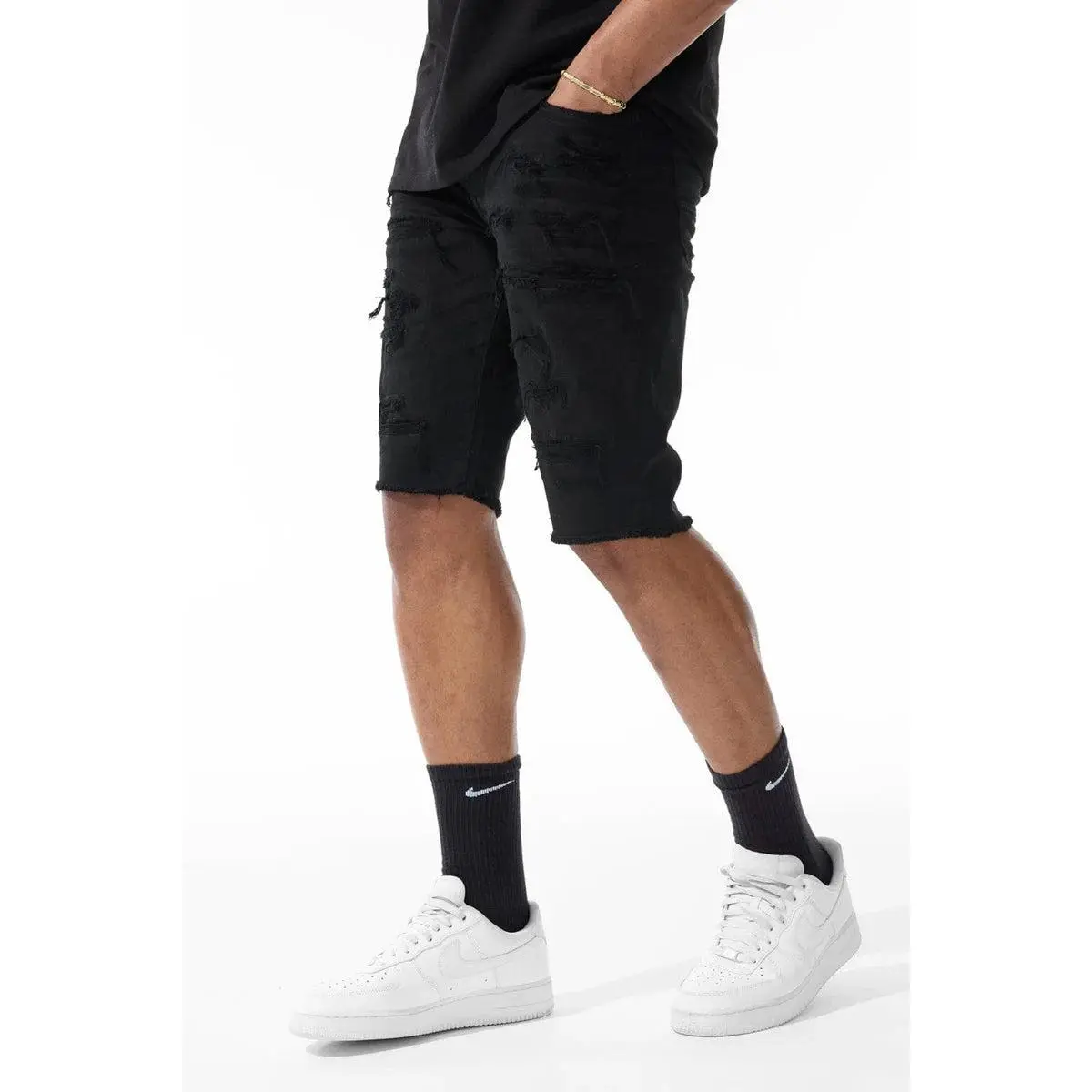 Men's Jordan Craig 'OG-Tulsa Twill' Classic Cotton Garment Denim Shorts (Jet Black, J3225S) - Menswear Streetwear Bottoms, Men's Jeans Bottoms