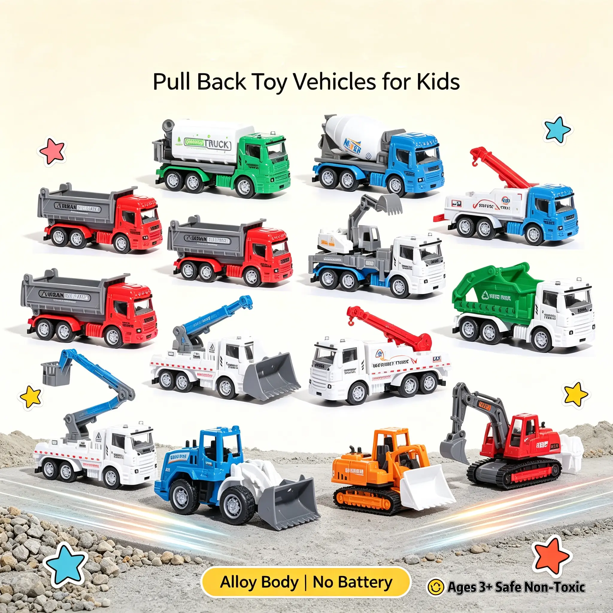 Two toycar 1:64 Scale Construction Toy Vehicle Set, 2 Popular Models, Interactive Play Toy for Kids, Excellent Holiday Gift