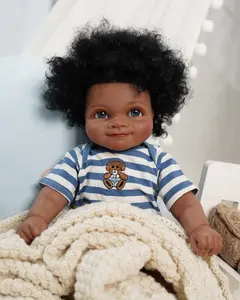 20"Black African Washable Reborn Baby Doll Artist Painted Newborn Boy Dark Skin