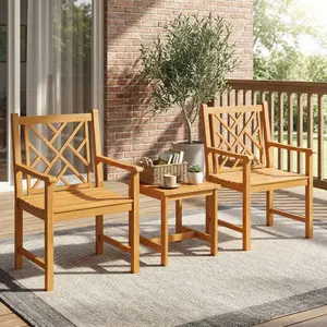 Spaco Set of 2 Outdoor Dining Chairs – Acacia Wood Patio Chairs with Cross-Pattern Backrest for Garden, Deck, or Bistro Seating,summervibes
