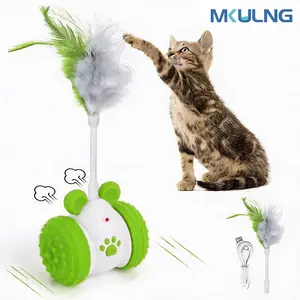 Summer Automatic Rotating Cat Toy, Laser & Artificial Feather, Random Motion, Endless Fun, Non-Handheld, Model Q7, Cat Toys