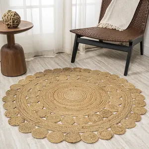 JONATHAN Y Bodhi Round Natural Jute hippie Circle Indoor Area Rug; for Living Room, Kitchen, Bedroom, Dining Room, Office
