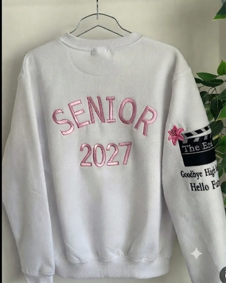 Embroidered Senior Sweatshirt, Class of 2027, Personalized Cheer Gift, Coquette Crewneck