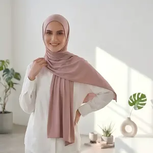 Fit Modesty Chic (70*180cm) High Quality Right Angle Curled Modal Mercerized Cotton Breathable Hijab Soft Breathable Muslim Hijab Beige Clothing Cashmere Pashmina