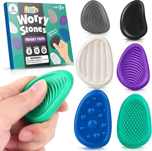 Fidget Toys Adults Sensory Stone: 6 Pack Textured Worry Stone for Autism Kids Calming Down - Fidget Stress Toys for Anxiety Relief - Small Students Prizes Fidget Toys Classroom ChristmasShopping  ChristmasDecor，TikTokShopBlackFriday Stocking Stuffers