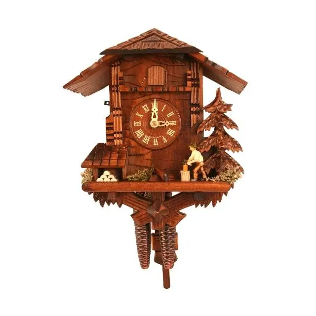 212 MAIN Alexander Taron 435 Engstler Weight-Driven Wooden Clock - Full-Size Chalet-Style Decorative Mechanical Speciality Clock, Home Decor, Ideal Gift, Decorative Mechanical Speciality Clocks