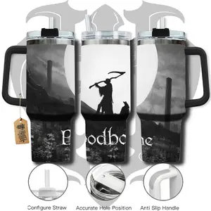 HardTimesMerch - Bloodborne  #2 40oz Handle Tumbler Stainless Steel Travel Mug, Game Inspired Vacuum Insulated Cup, Large Iced Coffee Tumbler, Manga Fighter Drinkware, Gamer Gift for Him Her