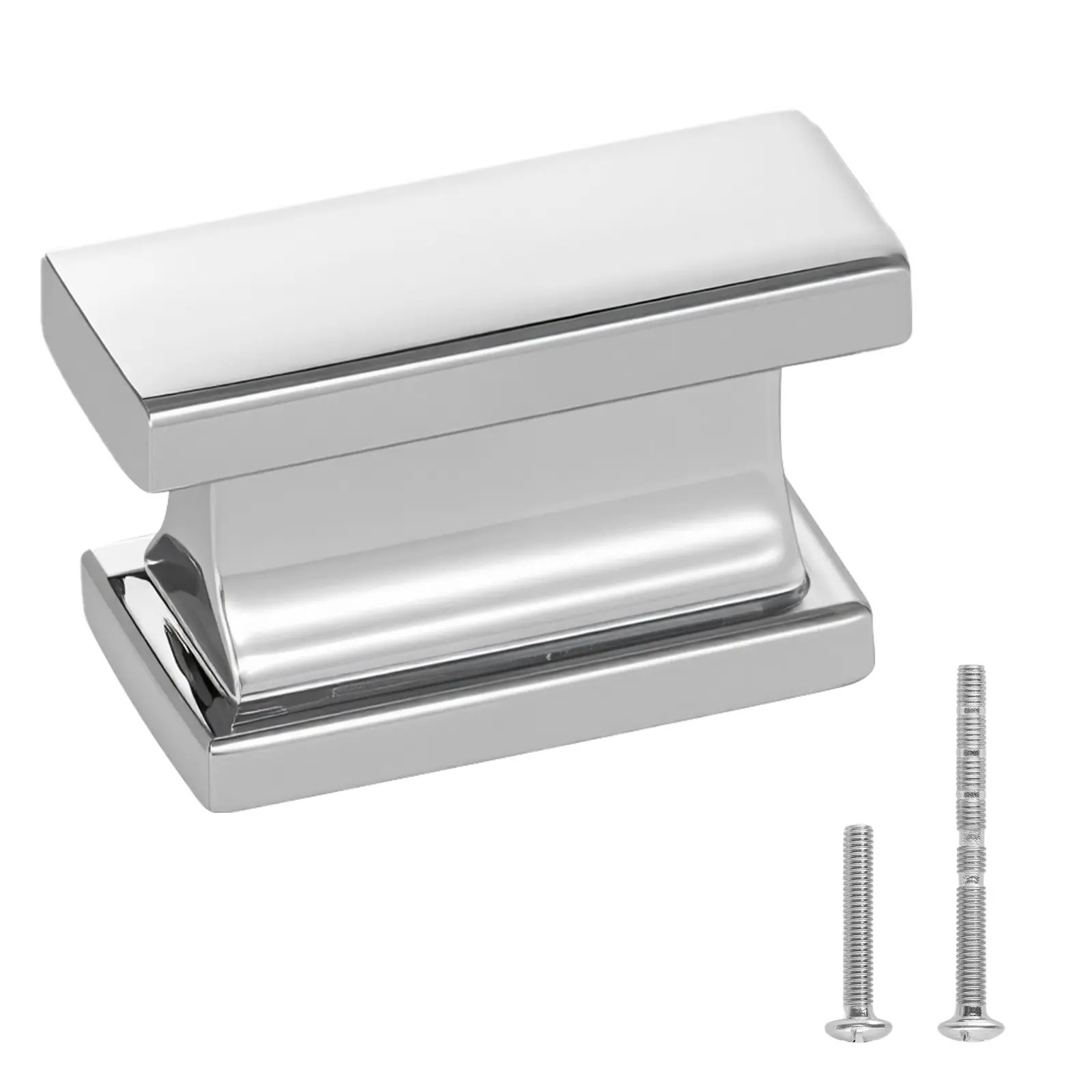 【DealsForYouDays】VEVOR 10-Pack Wear-Resistant Zinc Alloy Cabinet Knobs, 1.42 in Rectangular Solid Handles, Chrome Hardware with Screws for Kitchen, Bathroom Drawers