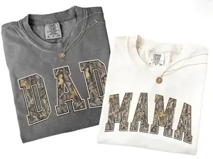 Matching Camo Mama Dad Shirts Comfort Colors Set, New Parents Gift, Pregnancy Announcement Outfit, Mother's Day Gift for Mom, Father's Day Gift, Christmas Gift