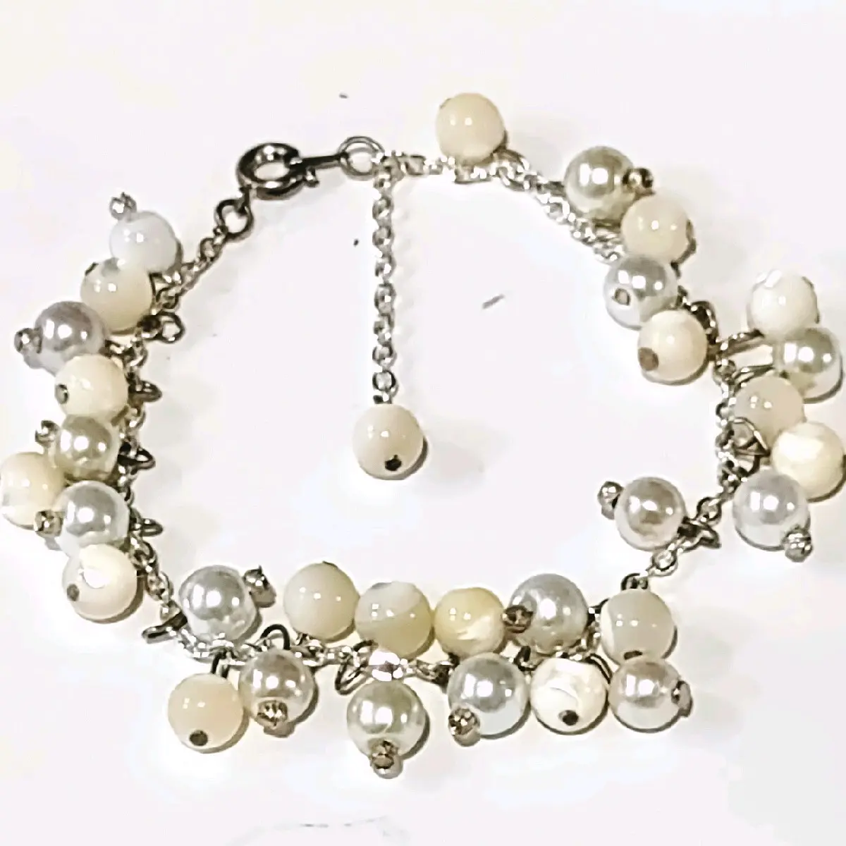 Silver Bead Moonstone Bracelet
