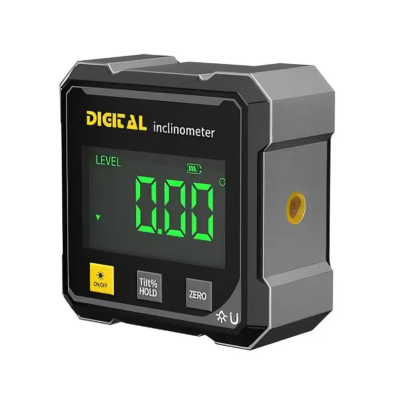 Digital Inclinometer with Green Display and Zero Button for Precise Measurements