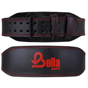 Leather Weight Lifting Belt 4 Inch Wide Gym Belt genuine Cowhide leather Powerlifting Belt with Double Prong Buckle Back Support for Squats Deadlifts