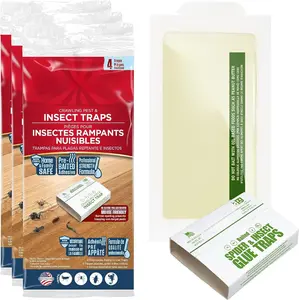 Crawling Pest & Insect Glue Traps 12-Count (3 Packs of 4), Insect Traps Indoor for Home, Pest Control Tray for Spiders, Crickets & Roaches