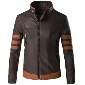 High-end Brand Men's Zipper Leather Jacket Wolverine Slim Fit Short Coat Retro Locomotive Logan Bomber PU Leather Jacket 5XL-M
